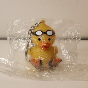 Like New 2” Light-Up Rubber Duck with Googles and Flippers Keychain